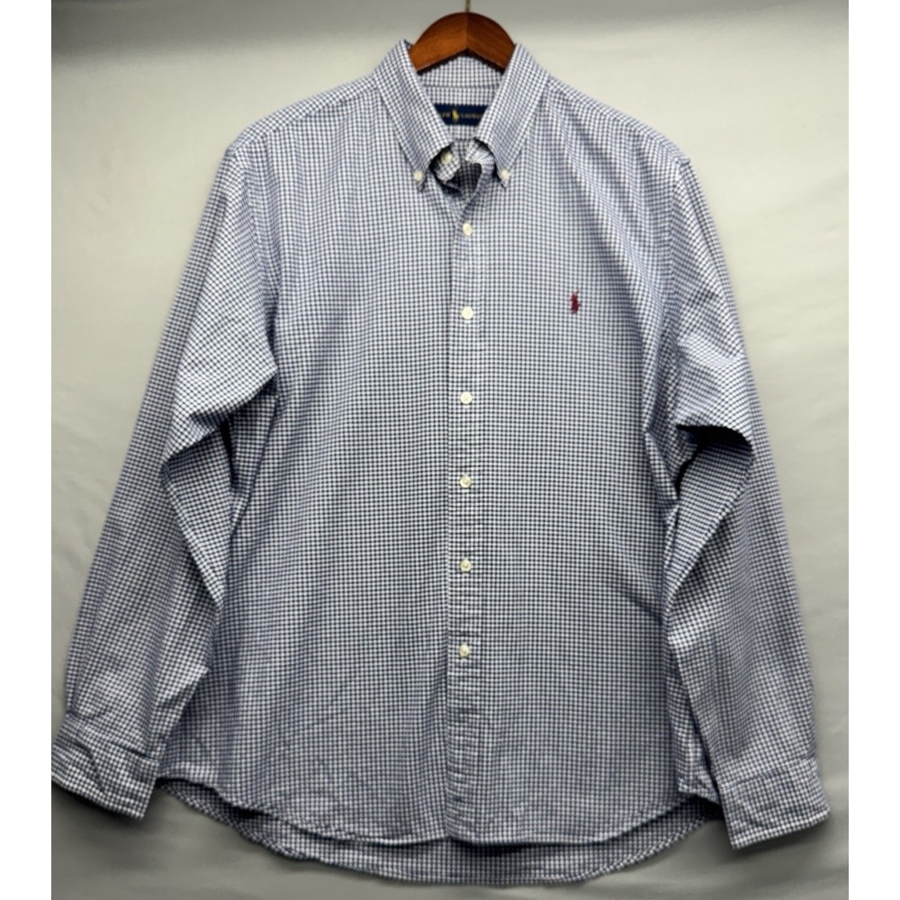 Polo Ralph Lauren Classic Fit XL Blue Gingham Oxford Shirt Pink Pony *Read